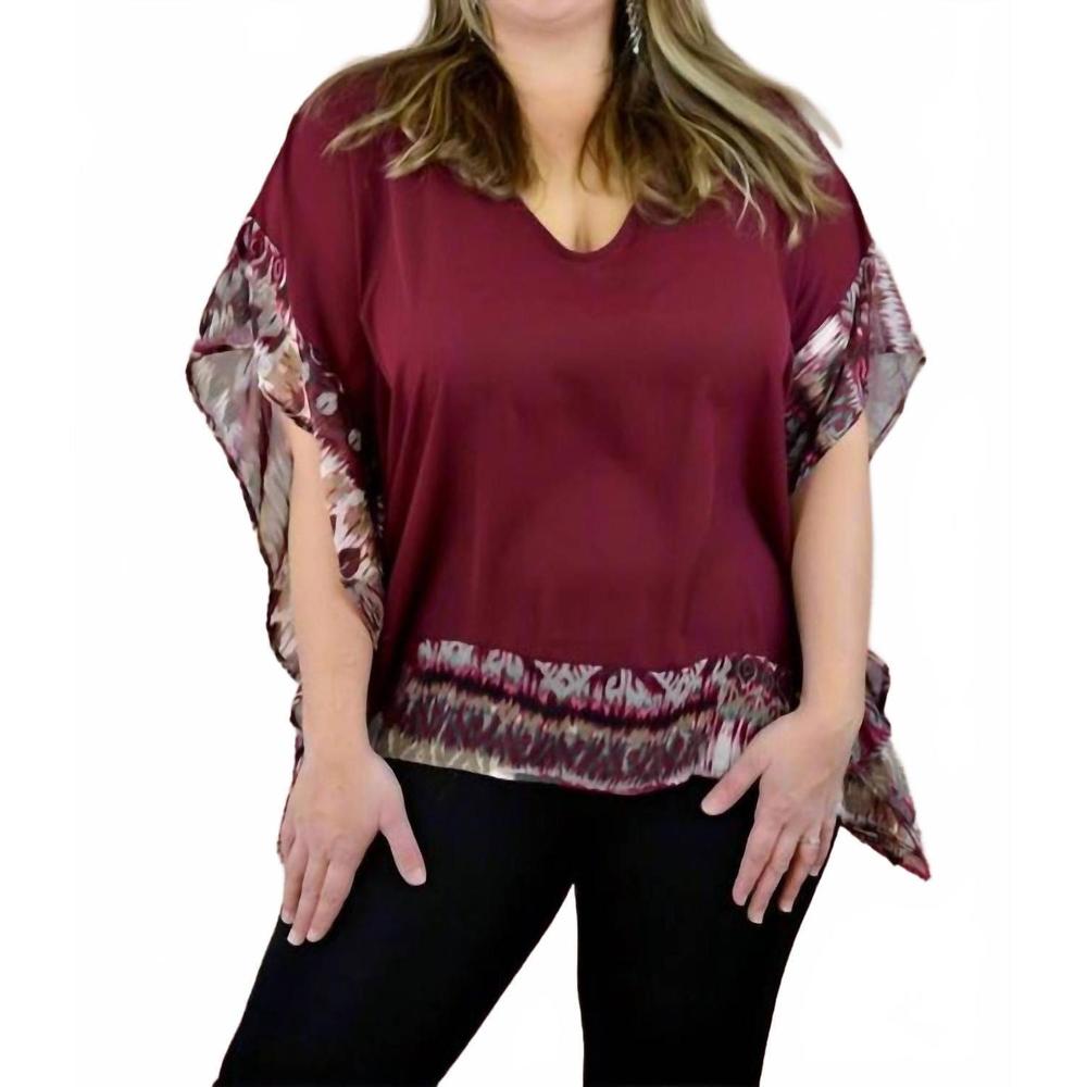 NEW SPIN USA janette kimono blouse - plus in wine